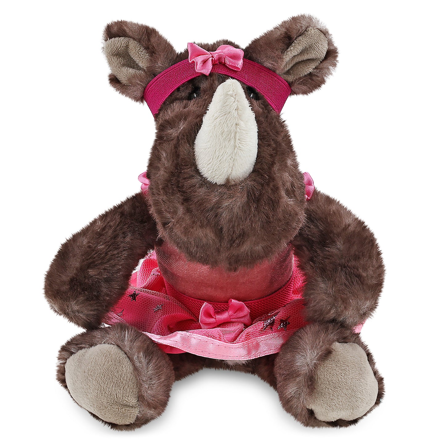 SUPER SOFT PLUSH - SITTING BROWN RHINO BALLERINA
