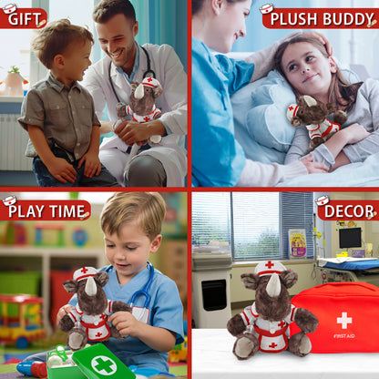 SUPER SOFT PLUSH - SITTING BROWN RHINO NURSE