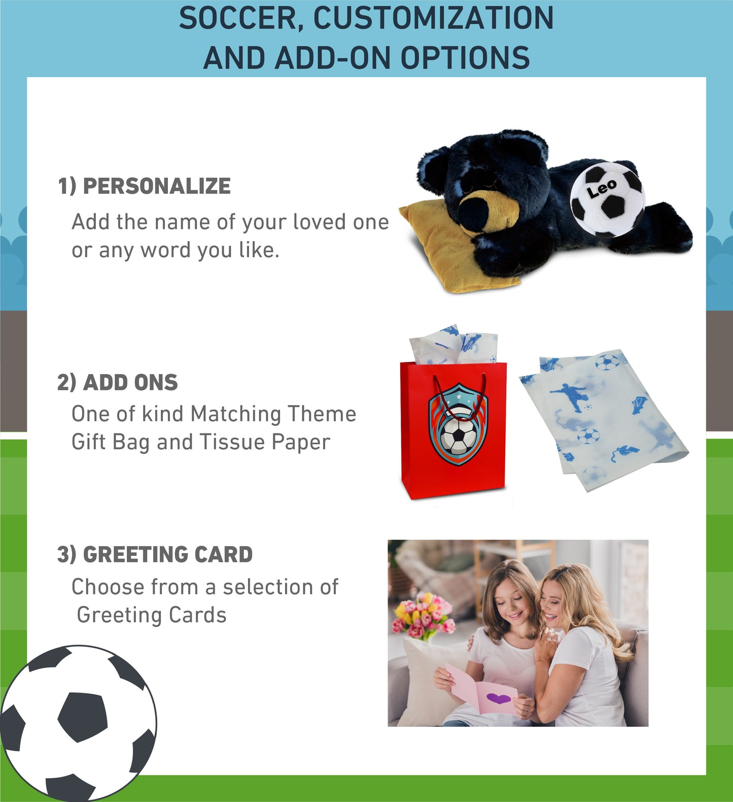 SUPER SOFT PLUSH - SLEEPING BLACK BEAR WITH PILLOW WITH SOCCER PLUSH