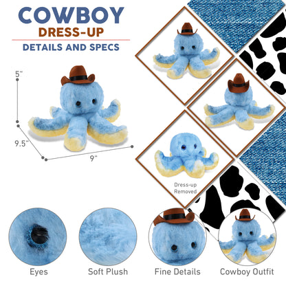 SUPER SOFT PLUSH - BLUE OCTOPUS With COWBOY Dress Up
