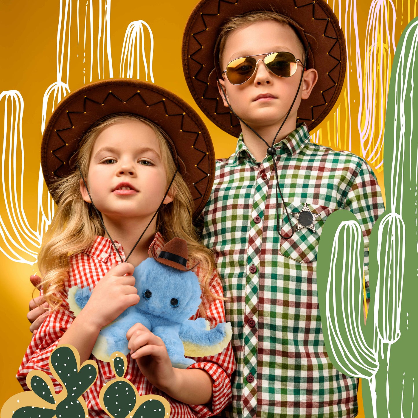 SUPER SOFT PLUSH - BLUE OCTOPUS With COWBOY Dress Up