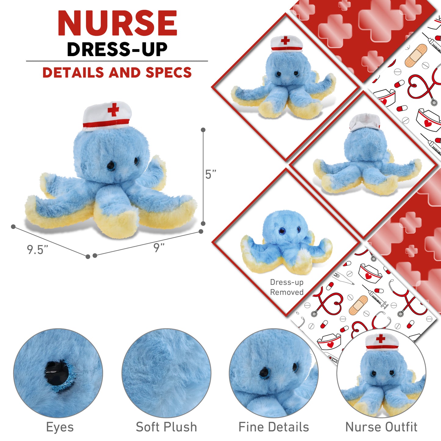SUPER SOFT PLUSH - BLUE OCTOPUS NURSE