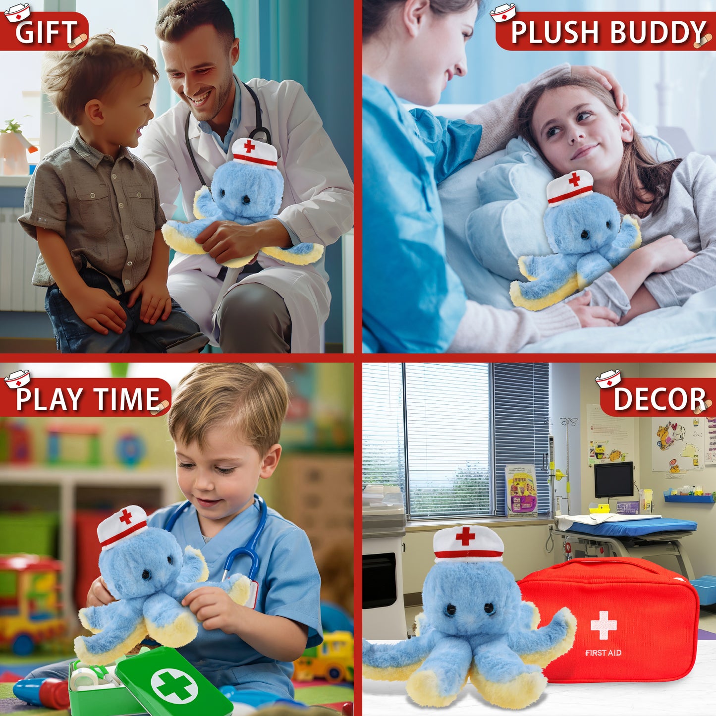 SUPER SOFT PLUSH - BLUE OCTOPUS NURSE