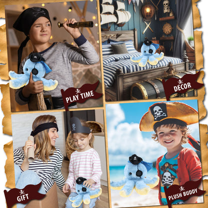 SUPER SOFT PLUSH - BLUE OCTOPUS PIRATE DRESS UP