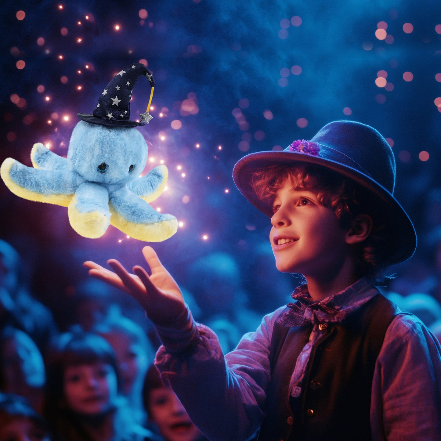 SUPER SOFT PLUSH - BLUE OCTOPUS WIZARD
