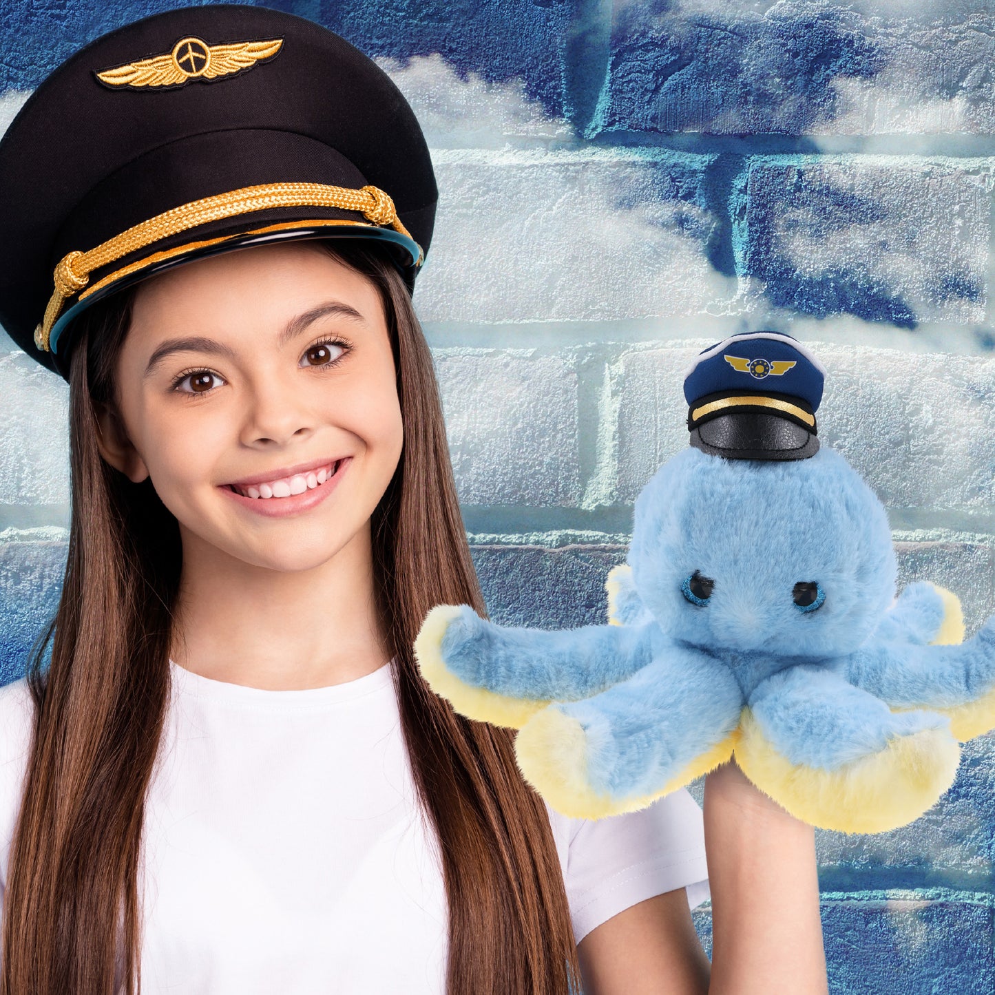 SUPER SOFT PLUSH - BLUE OCTOPUS PILOT DRESS UP