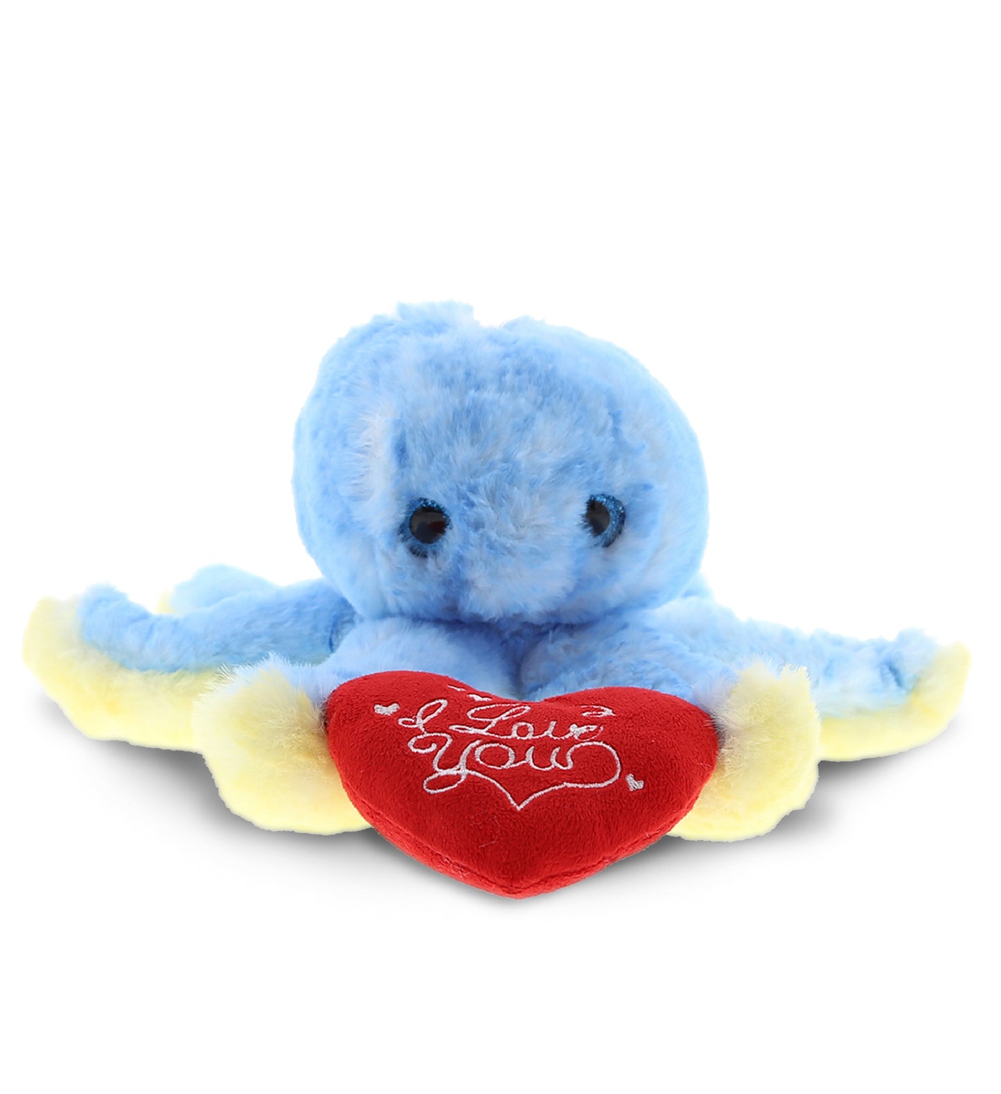 PLUSH I LOVE YOU RED HEART - SUPER SOFT PLUSH - BLUE OCTOPUS