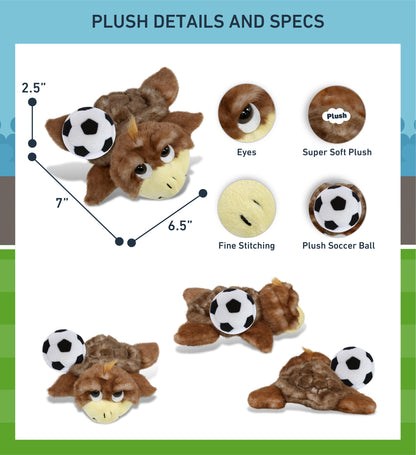 SUPER SOFT PLUSH - BROWN SEA TURTLE SMALL WITH SOCCER PLUSH