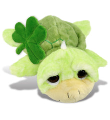 DolliBu Green Sea Turtle Stuffed Animal with Green Plush Shamrock - 11 Inches