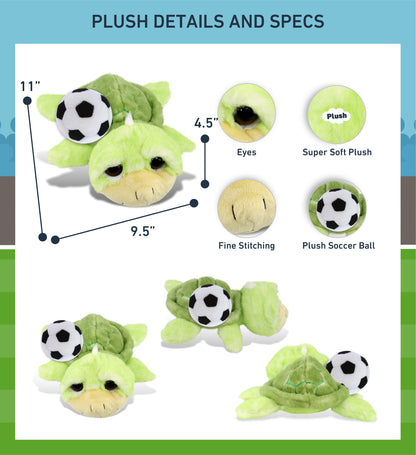 SUPER SOFT PLUSH - GREEN SEA TURTLE LARGE WITH SOCCER PLUSH