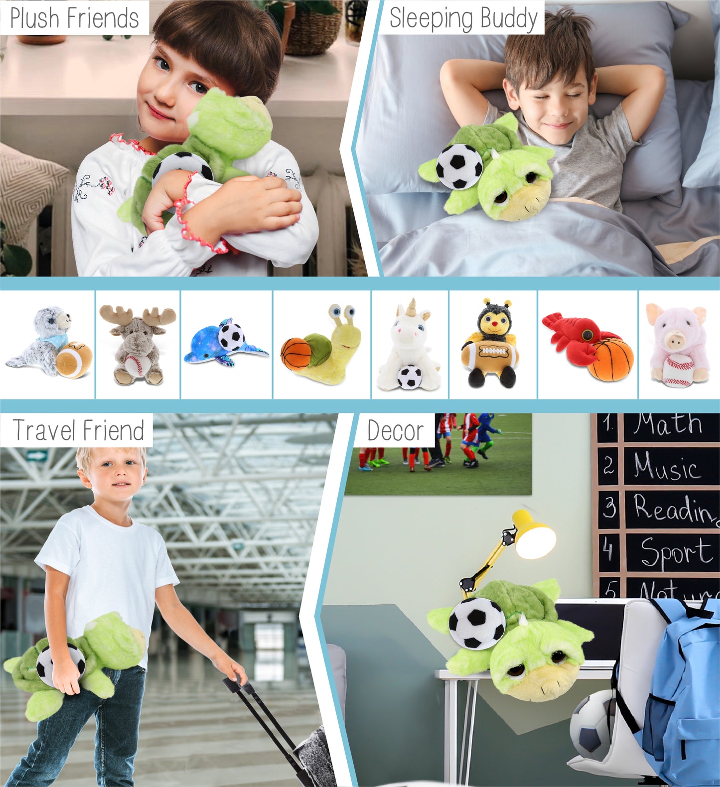 SUPER SOFT PLUSH - GREEN SEA TURTLE LARGE WITH SOCCER PLUSH