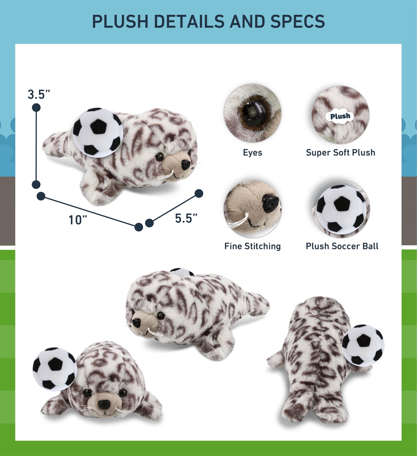 SUPER-SOFT PLUSH - SEAL 10" WITH SOCCER PLUSH