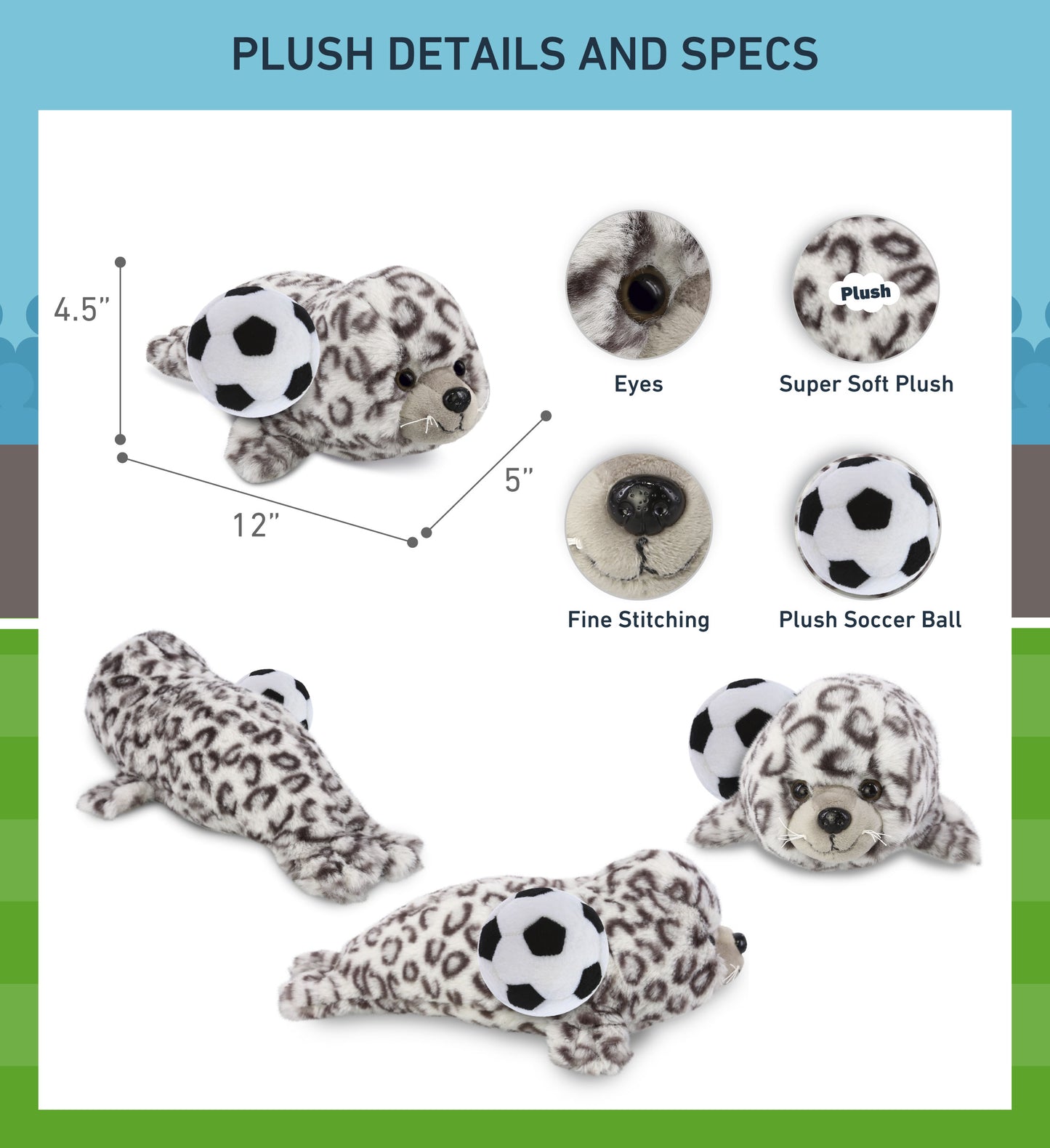 SUPER-SOFT PLUSH - SEAL 12" WITH SOCCER PLUSH