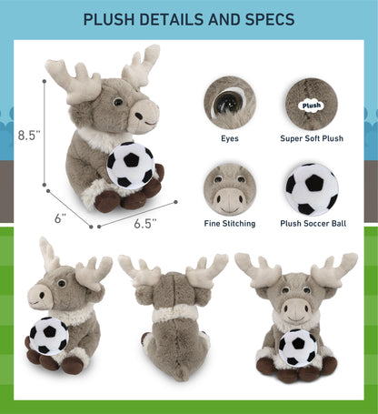 SUPER-SOFT PLUSH - SQUAT REINDEER 8.5" WITH SOCCER PLUSH