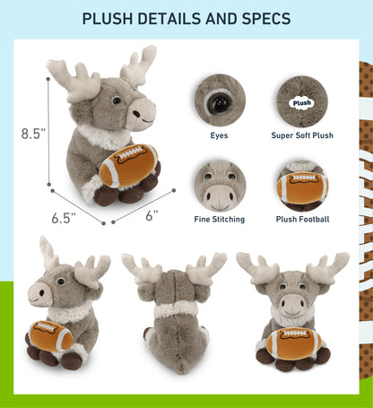 SUPER-SOFT PLUSH - SQUAT REINDEER 8.5" WITH FOOTBALL PLUSH