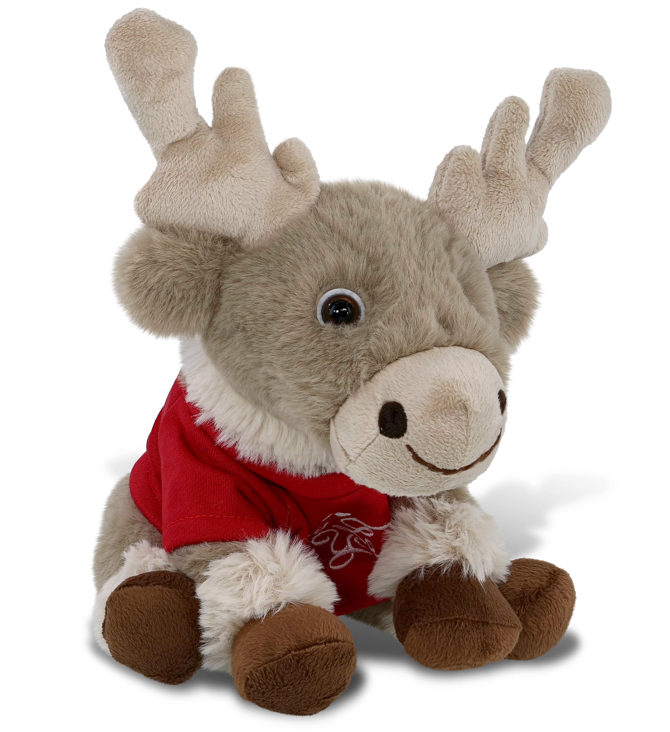 PLUSH I LOVE YOU RED SHIRT- SUPER-SOFT PLUSH - SQUAT REINDEER 8.5"