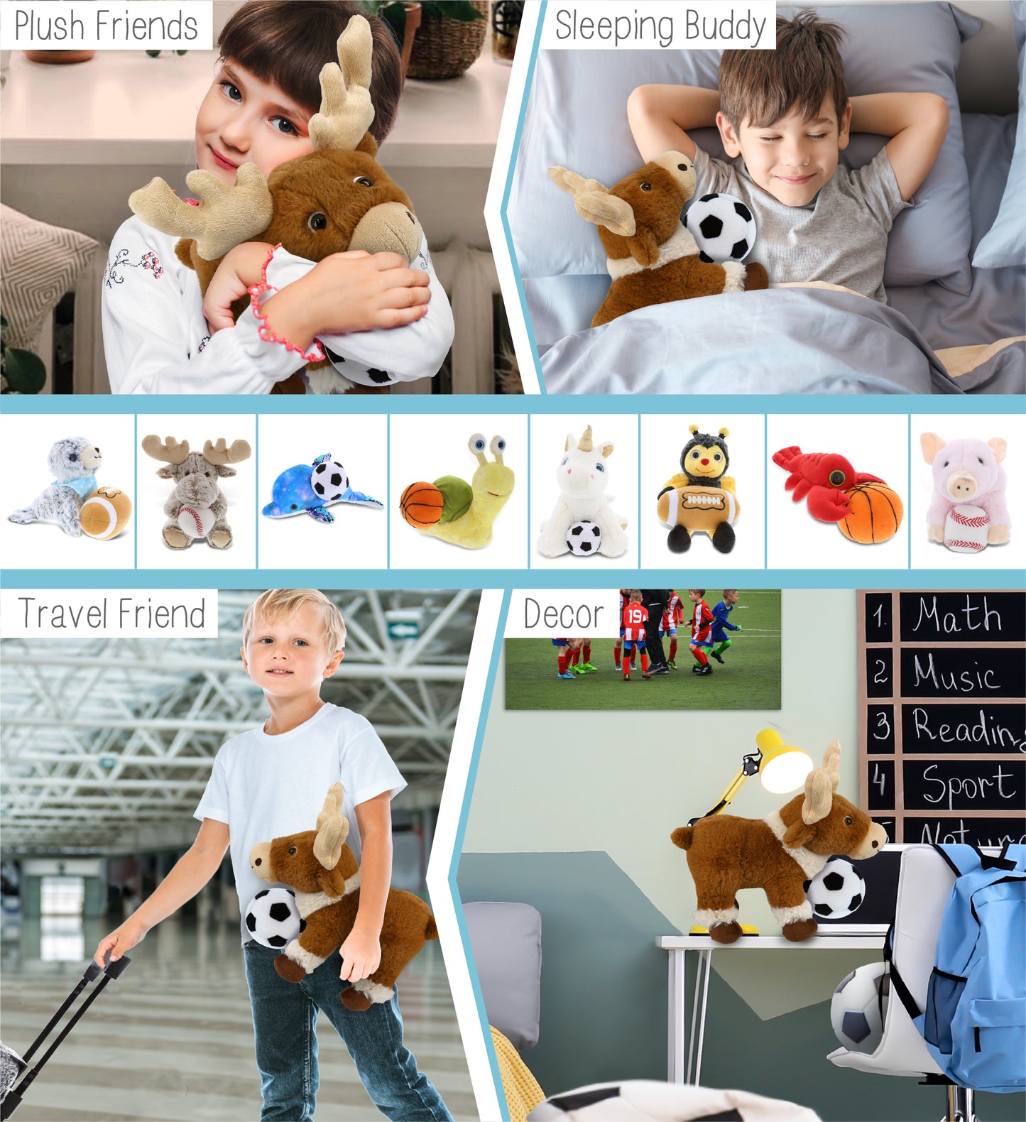 SUPER-SOFT PLUSH - STANDING REINDEER 11" WITH SOCCER PLUSH
