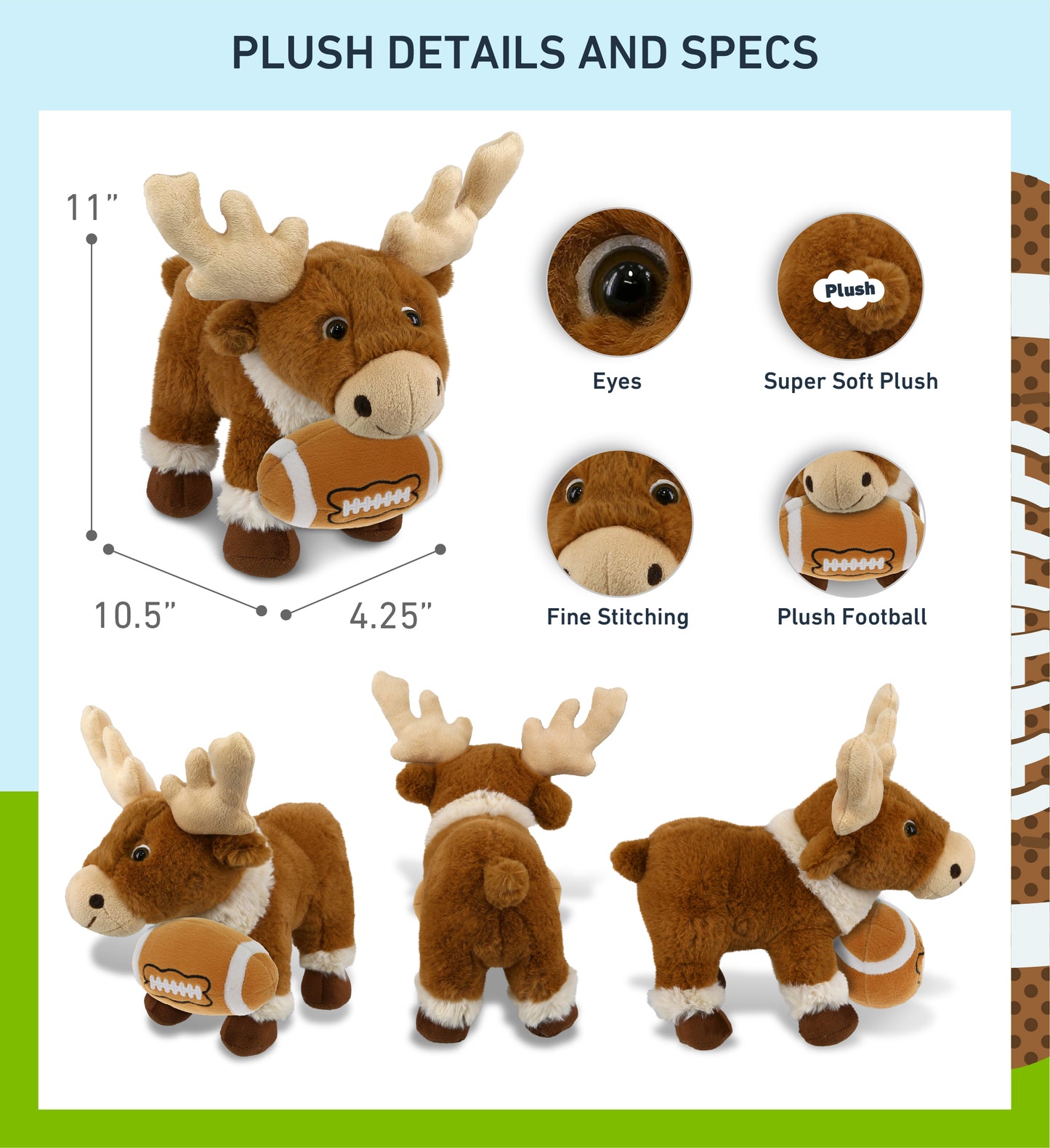 SUPER-SOFT PLUSH - STANDING REINDEER 11" WITH FOOTBALL PLUSH