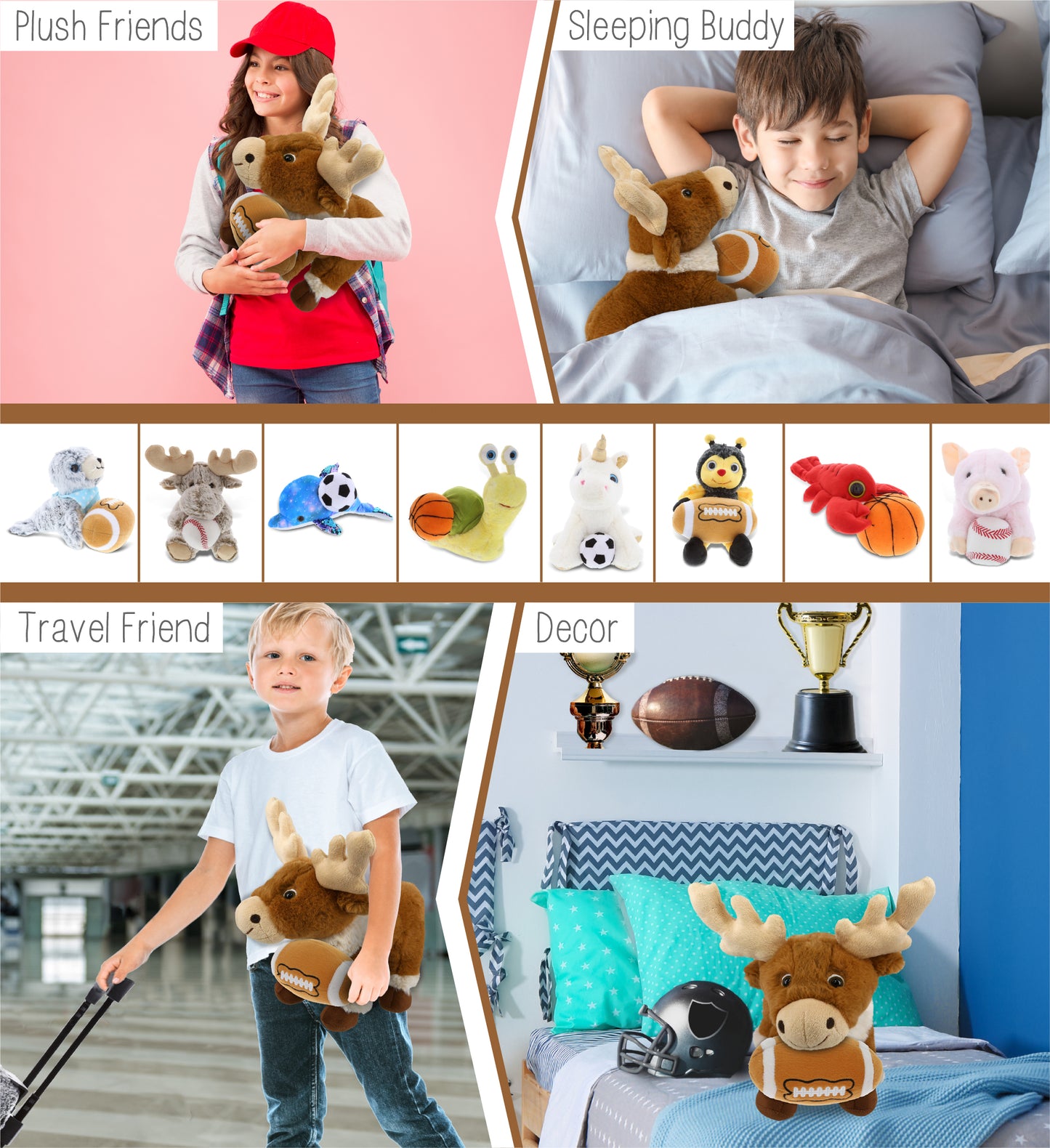 SUPER-SOFT PLUSH - STANDING REINDEER 11" WITH FOOTBALL PLUSH