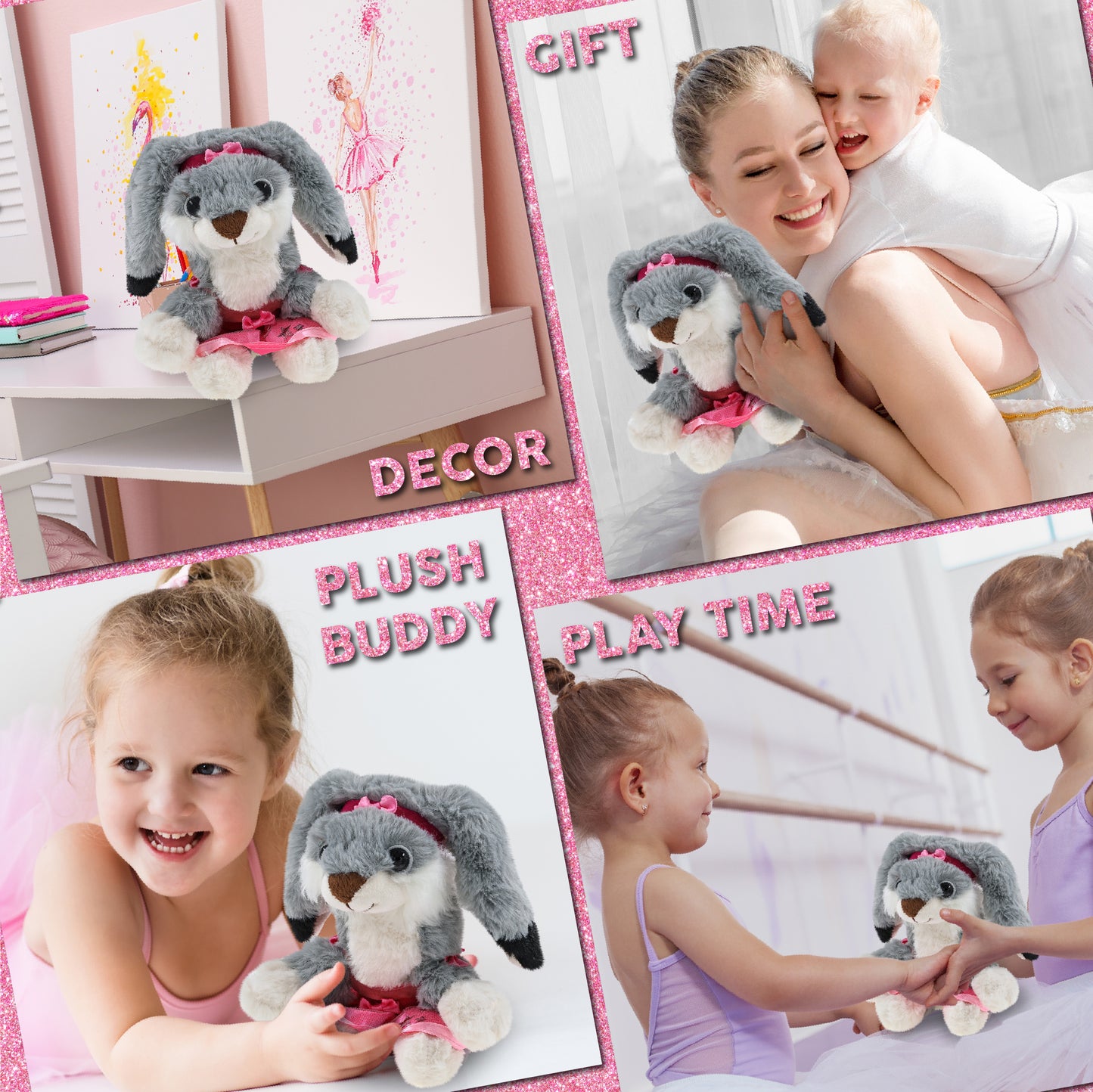 SUPER-SOFT PLUSH - GREY RABBIT 7" BALLERINA