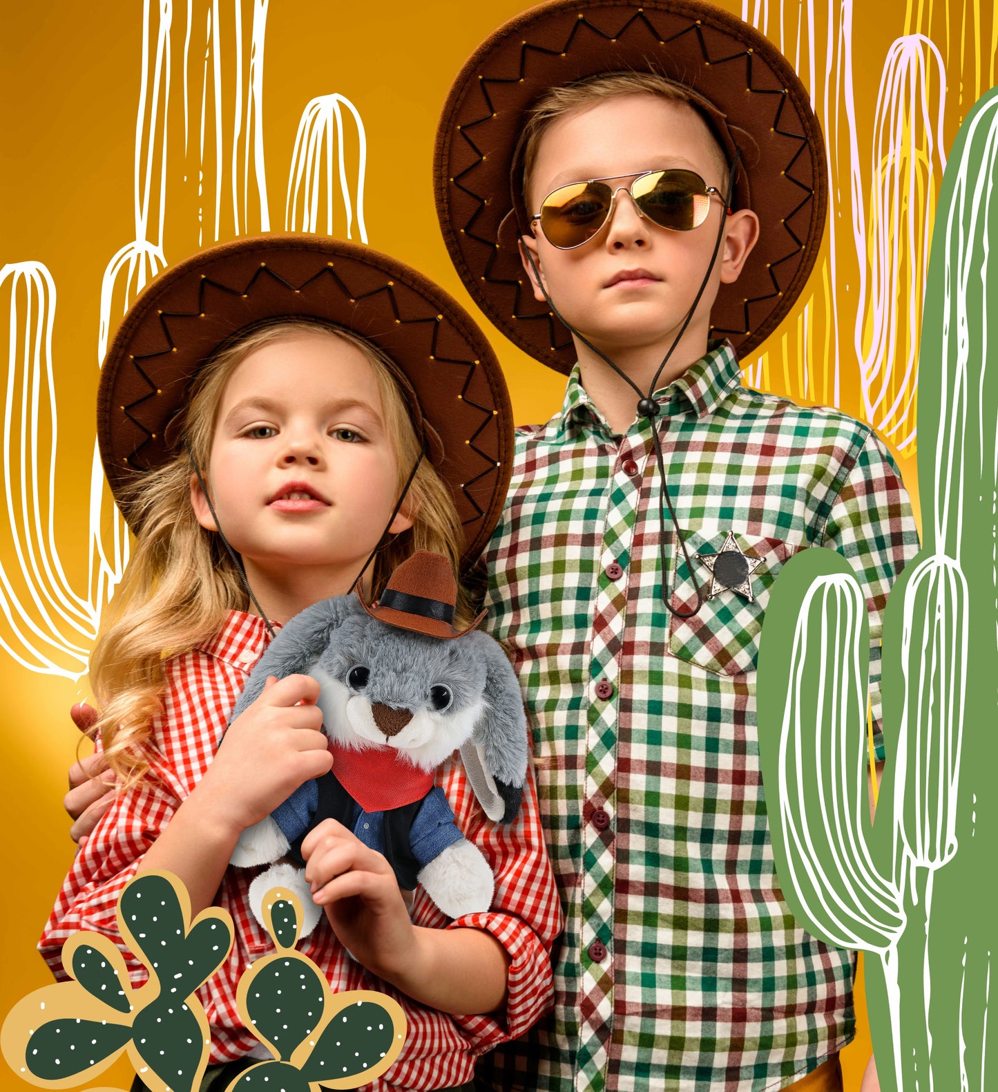 SUPER-SOFT PLUSH - GREY RABBIT 7" COWBOY DRESS UP