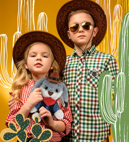 SUPER-SOFT PLUSH - GREY RABBIT 7" COWBOY DRESS UP