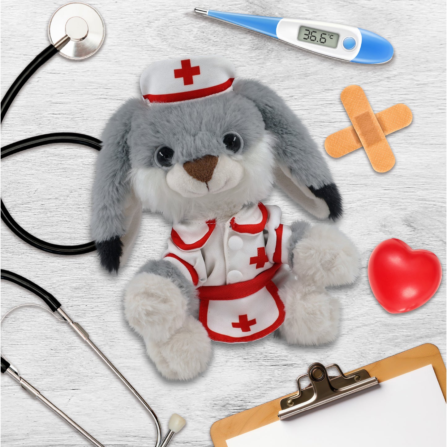 SUPER-SOFT PLUSH - GREY RABBIT 7" NURSE