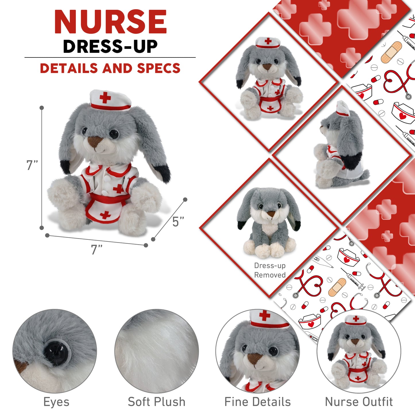 SUPER-SOFT PLUSH - GREY RABBIT 7" NURSE
