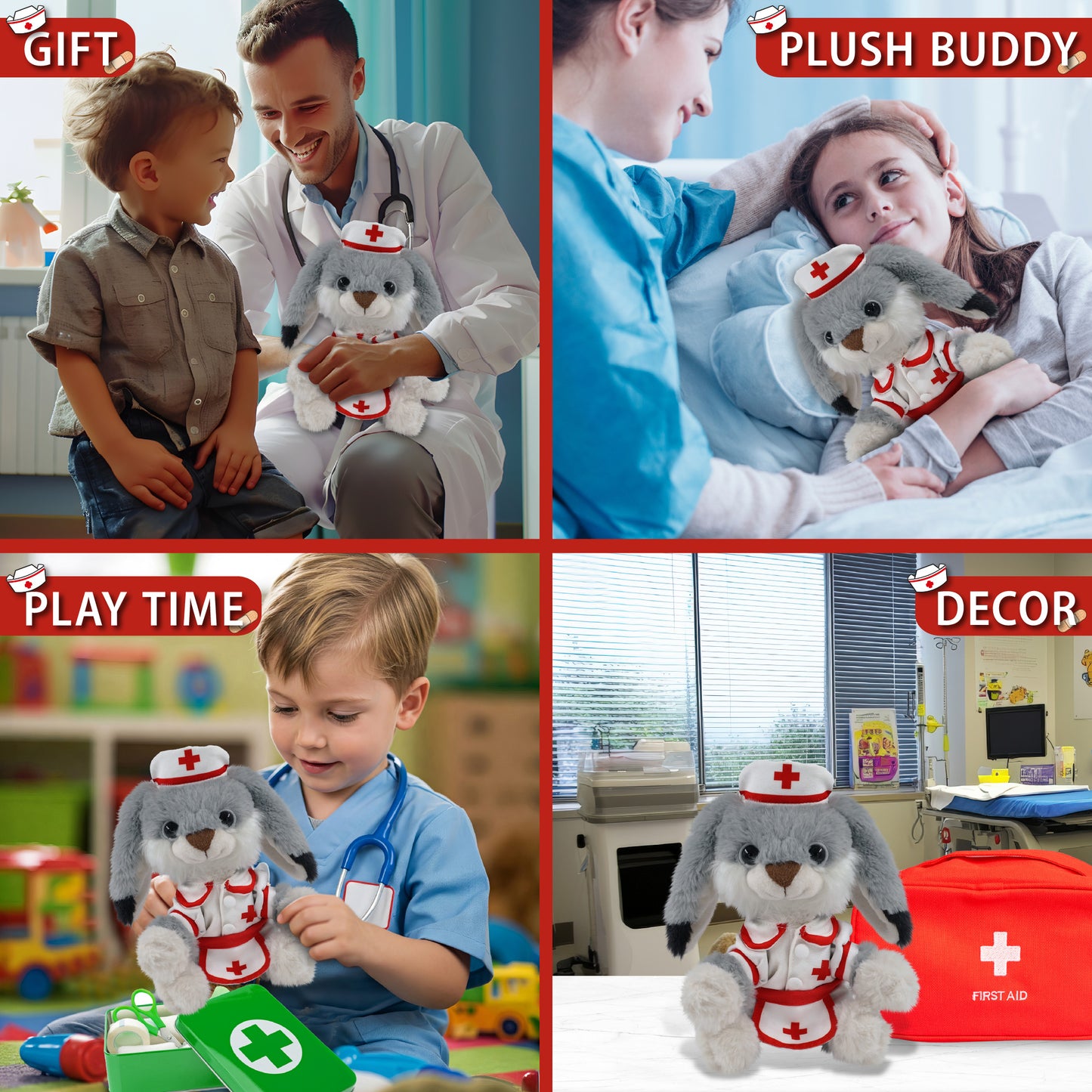SUPER-SOFT PLUSH - GREY RABBIT 7" NURSE