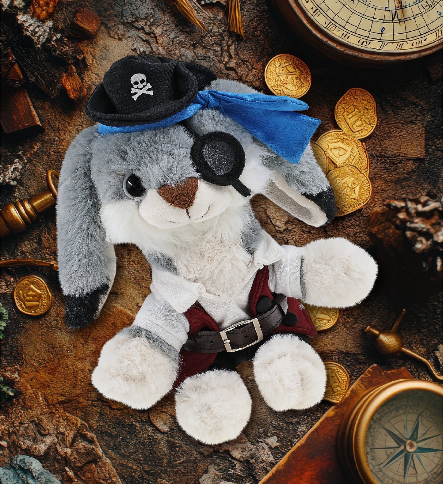 SUPER-SOFT PLUSH - GREY RABBIT 7" PIRATE DRESS UP