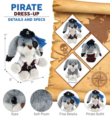 SUPER-SOFT PLUSH - GREY RABBIT 7" PIRATE DRESS UP