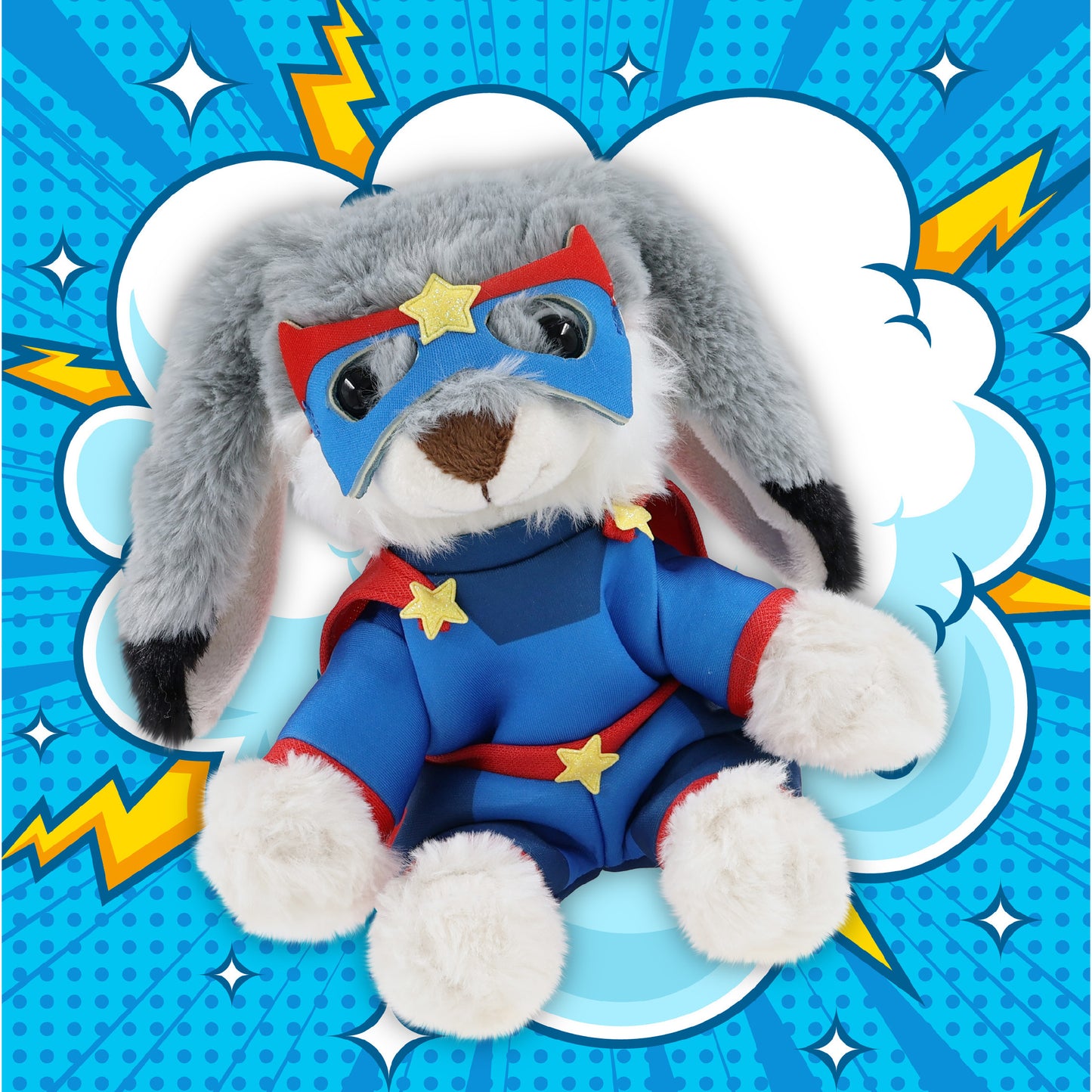 SUPER-SOFT PLUSH - GREY RABBIT 7" SUPER HERO