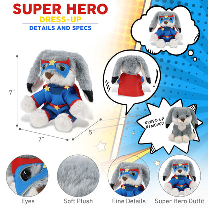 SUPER-SOFT PLUSH - GREY RABBIT 7" SUPER HERO