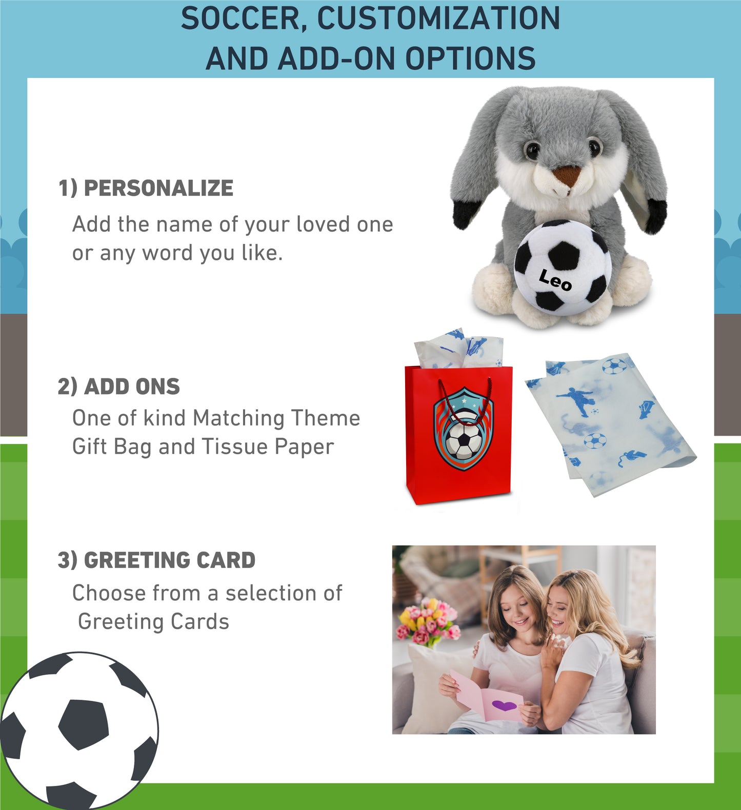 SUPER-SOFT PLUSH - GREY RABBIT 7" WITH SOCCER PLUSH