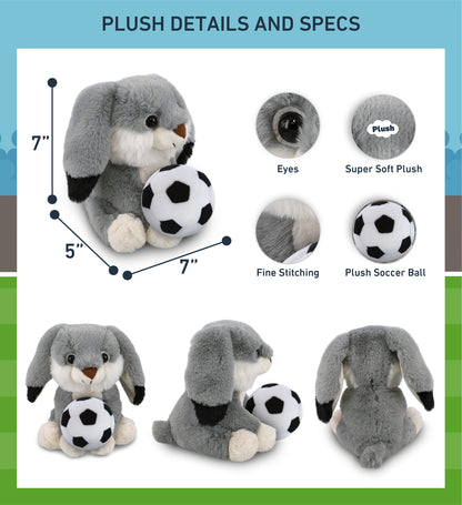 SUPER-SOFT PLUSH - GREY RABBIT 7" WITH SOCCER PLUSH