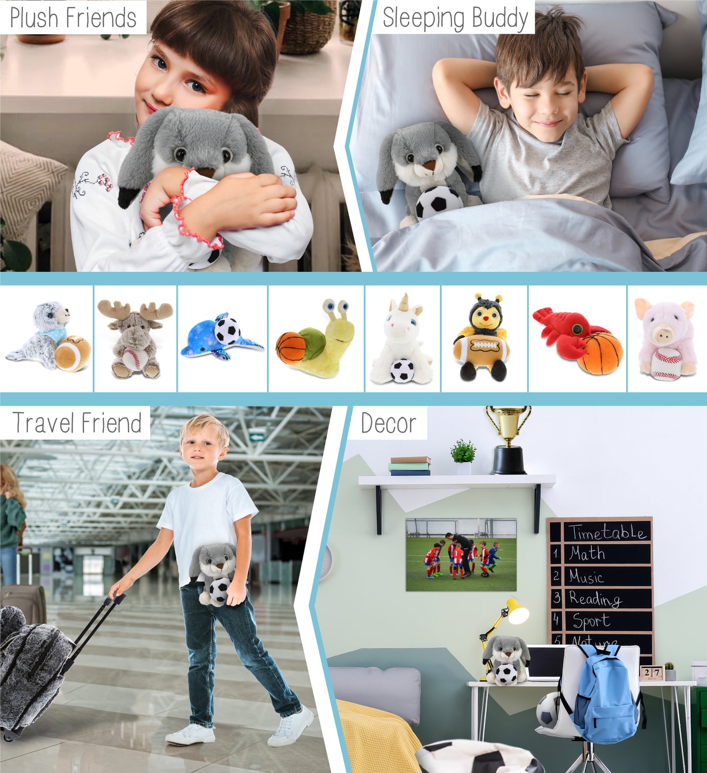 SUPER-SOFT PLUSH - GREY RABBIT 7" WITH SOCCER PLUSH