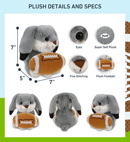 SUPER-SOFT PLUSH - GREY RABBIT 7" WITH FOOTBALL PLUSH