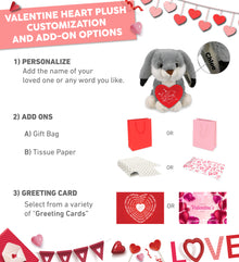 PLUSH I LOVE YOU RED HEART - SUPER-SOFT PLUSH - GREY RABBIT 7"