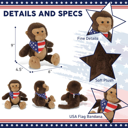 SUPER-SOFT PLUSH - MONKEY 9" WITH USA BANDANA