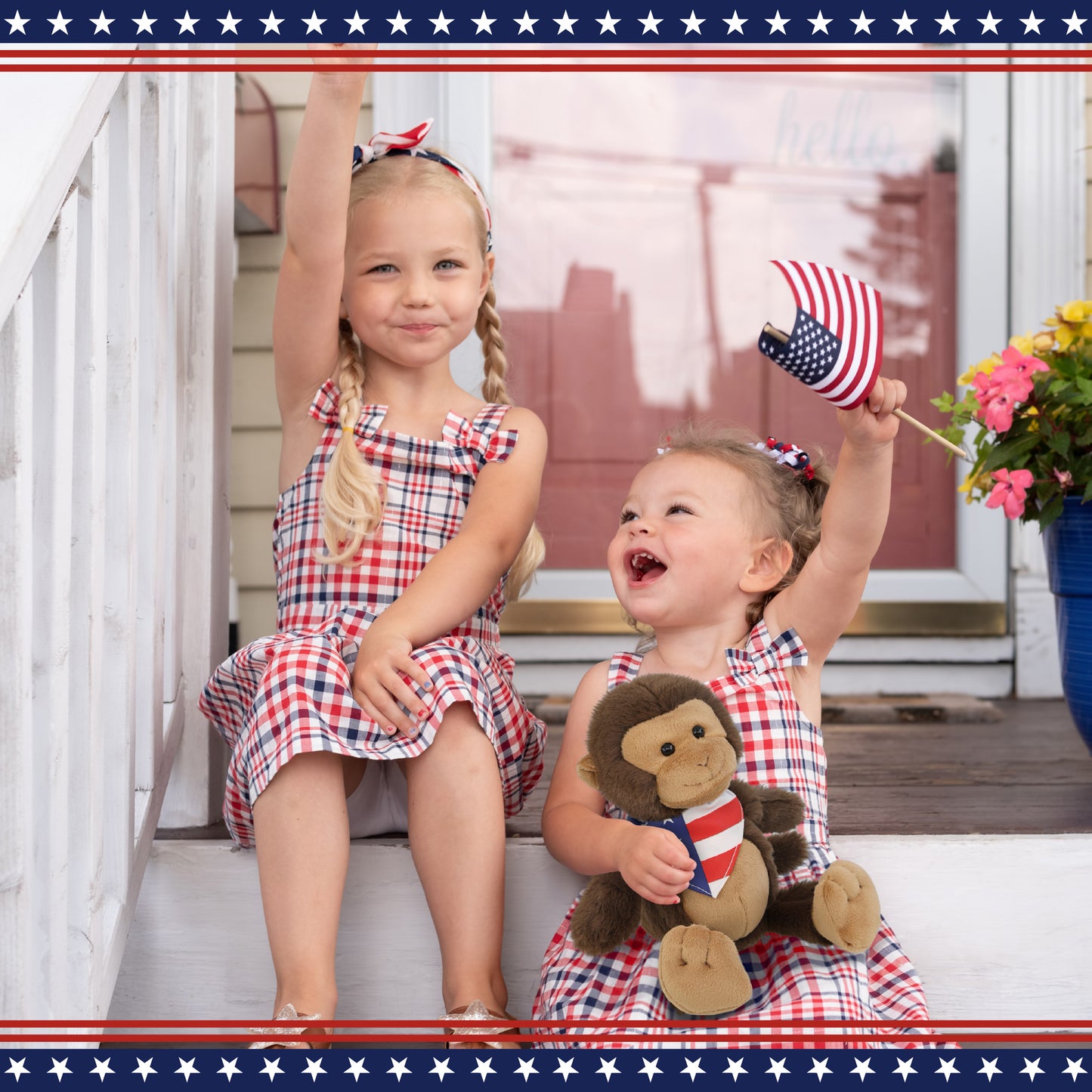 SUPER-SOFT PLUSH - MONKEY 9" WITH USA BANDANA