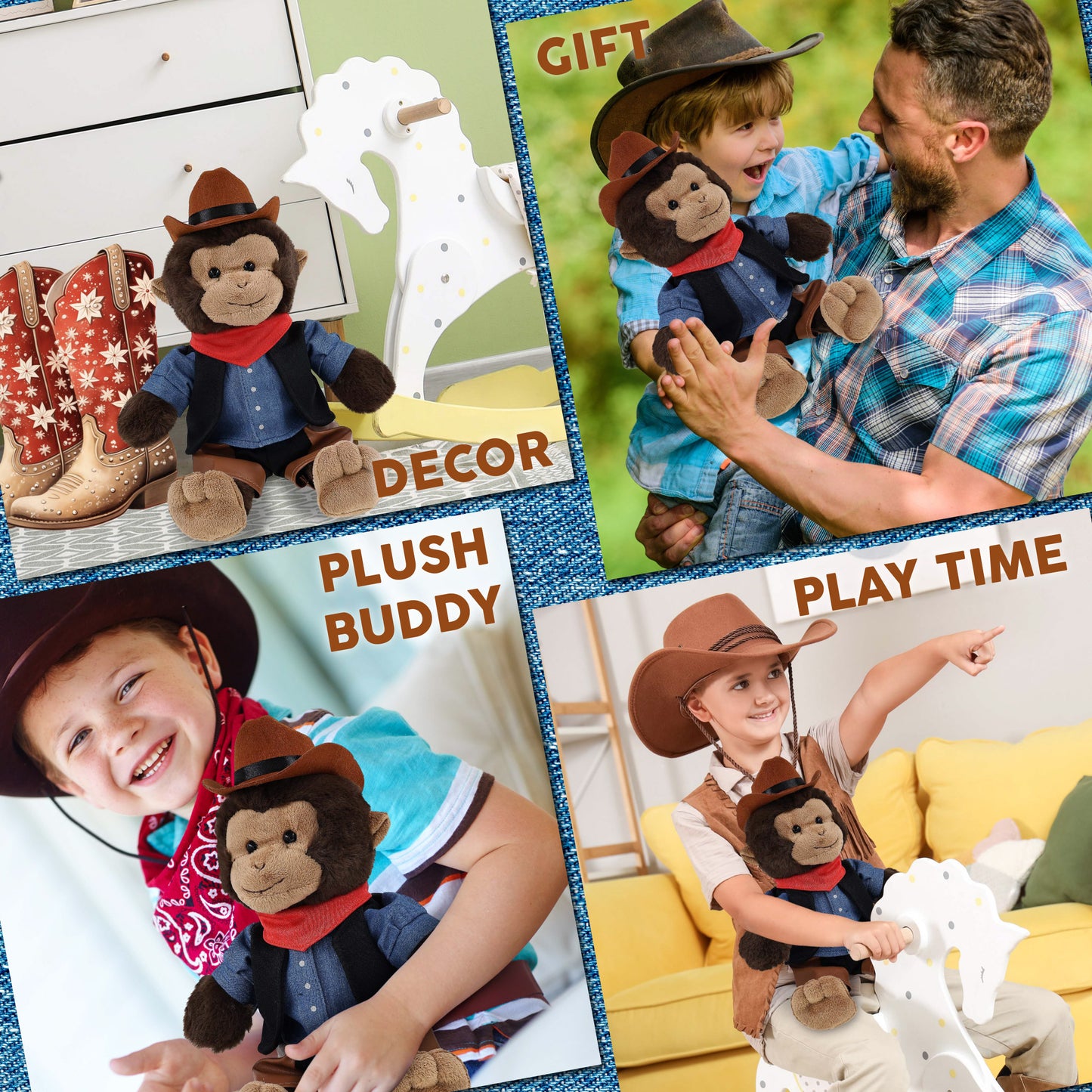 SUPER-SOFT PLUSH - MONKEY 9" COWBOY DRESS UP