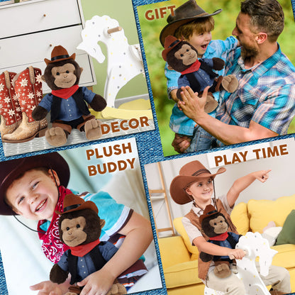 SUPER-SOFT PLUSH - MONKEY 9" COWBOY DRESS UP