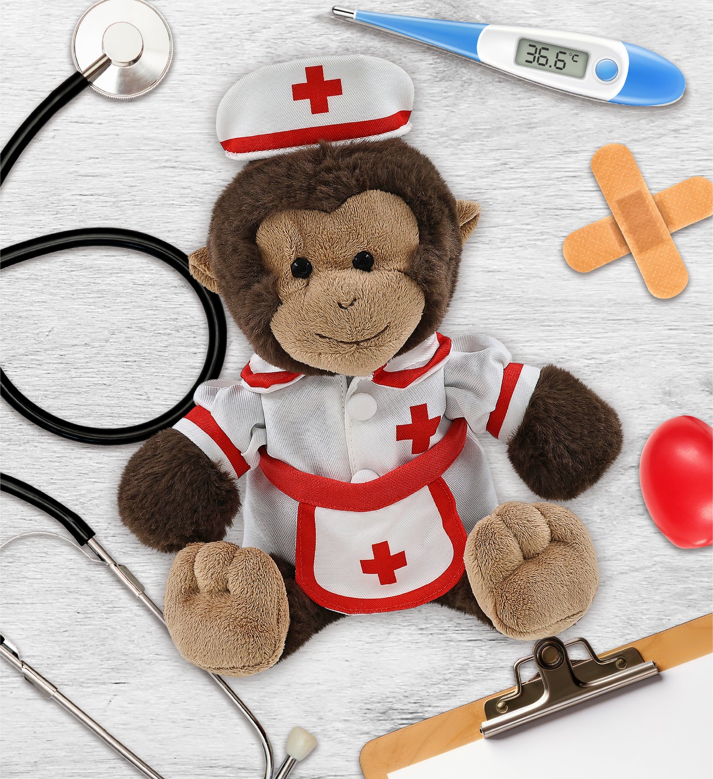 SUPER-SOFT PLUSH - MONKEY 9" With NURSE Dress-Up