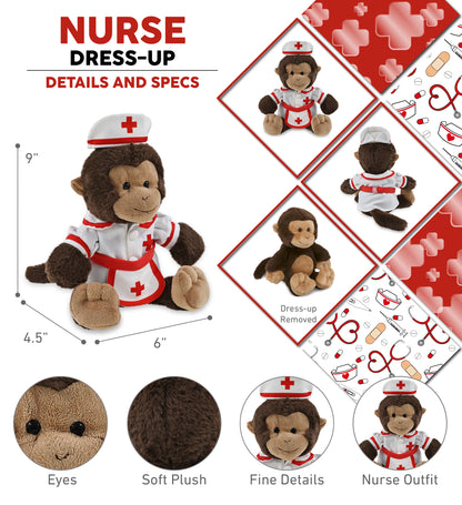 SUPER-SOFT PLUSH - MONKEY 9" With NURSE Dress-Up