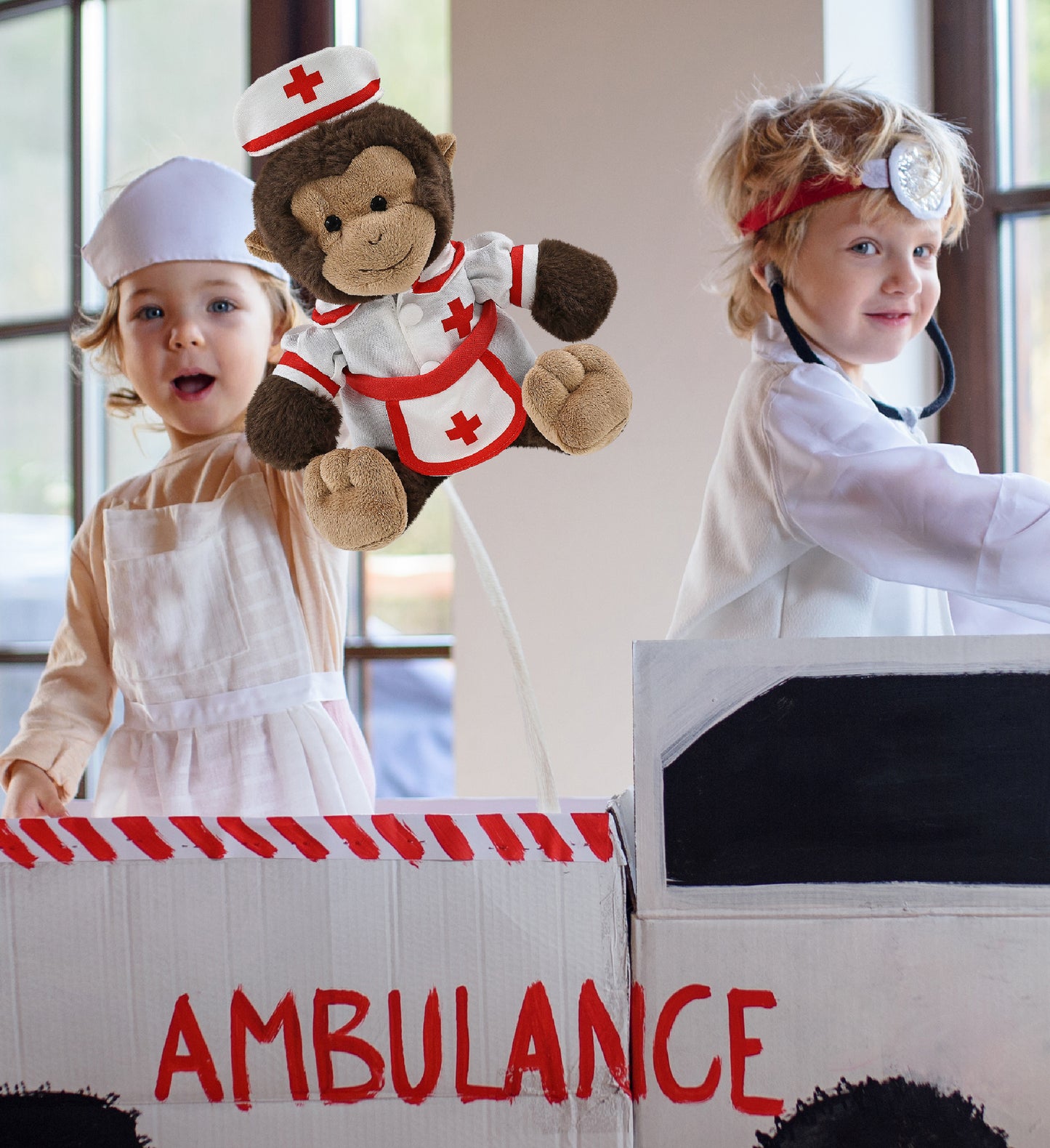 SUPER-SOFT PLUSH - MONKEY 9" With NURSE Dress-Up