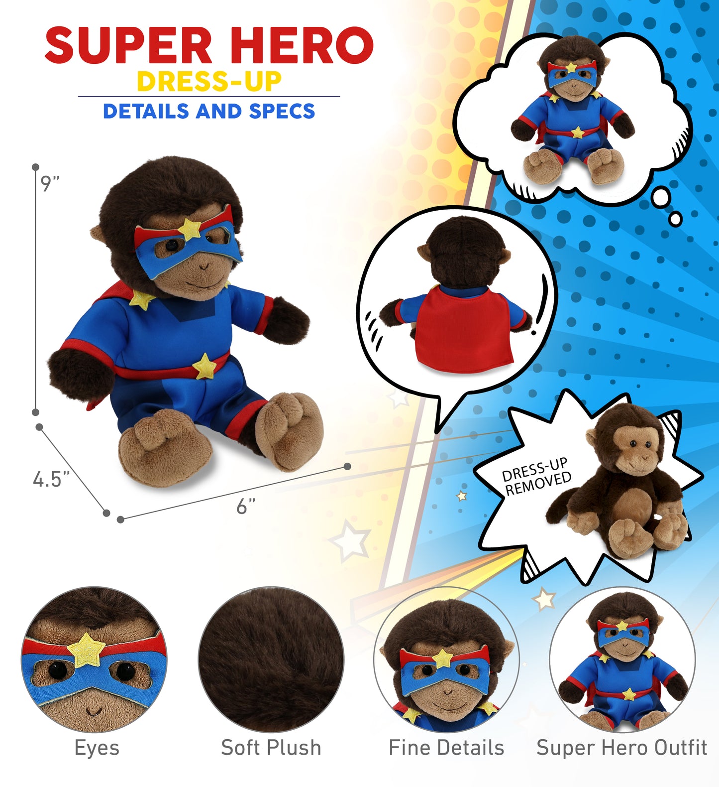 SUPER-SOFT PLUSH - MONKEY 9" SUPER HERO