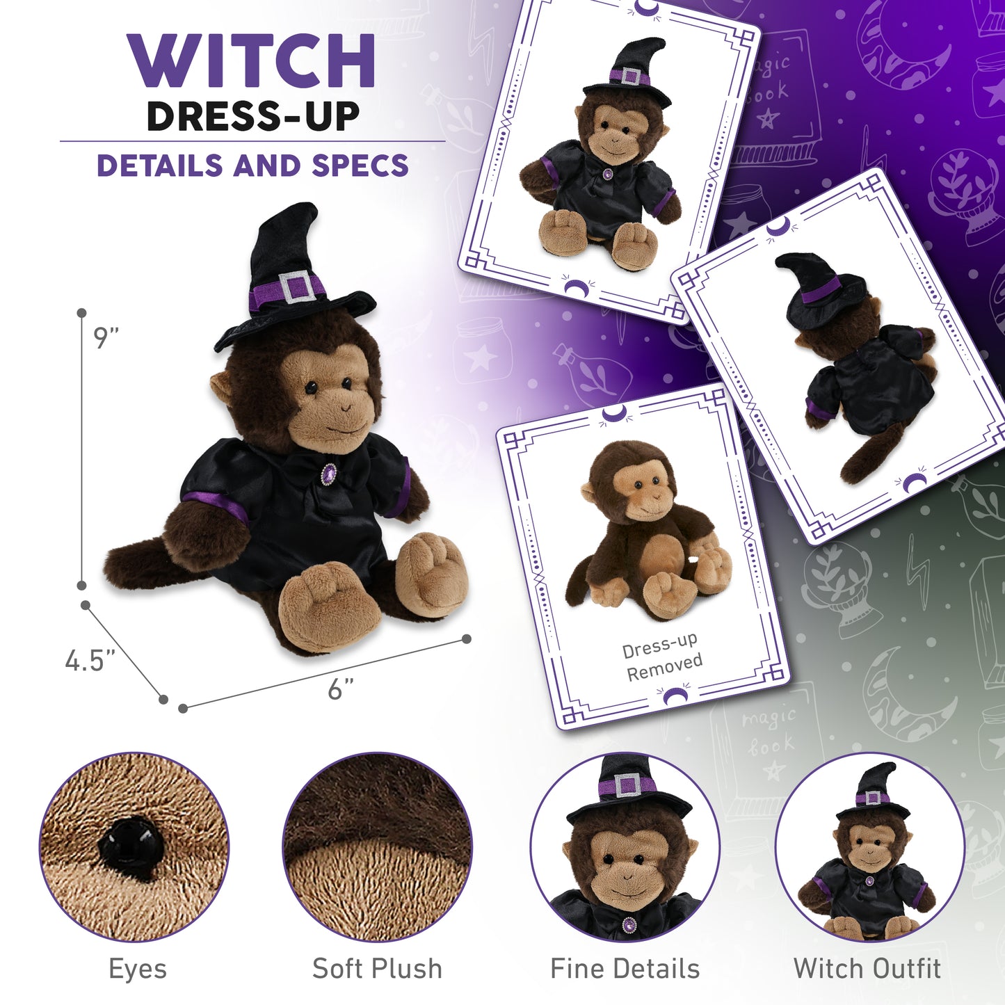 SUPER-SOFT PLUSH - MONKEY 9" WITCH