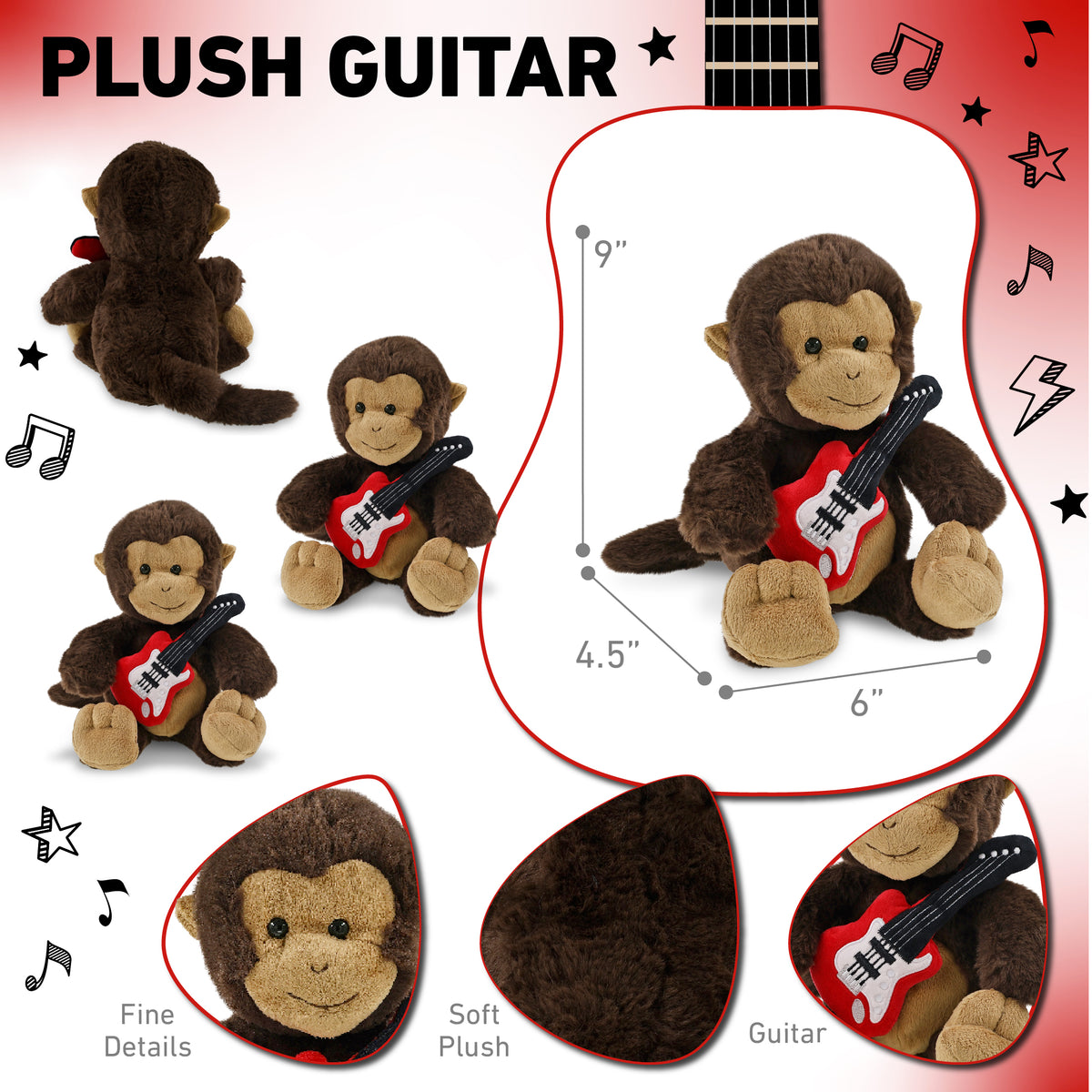 SUPER-SOFT PLUSH - MONKEY 9" WITH GUITAR ADD ON