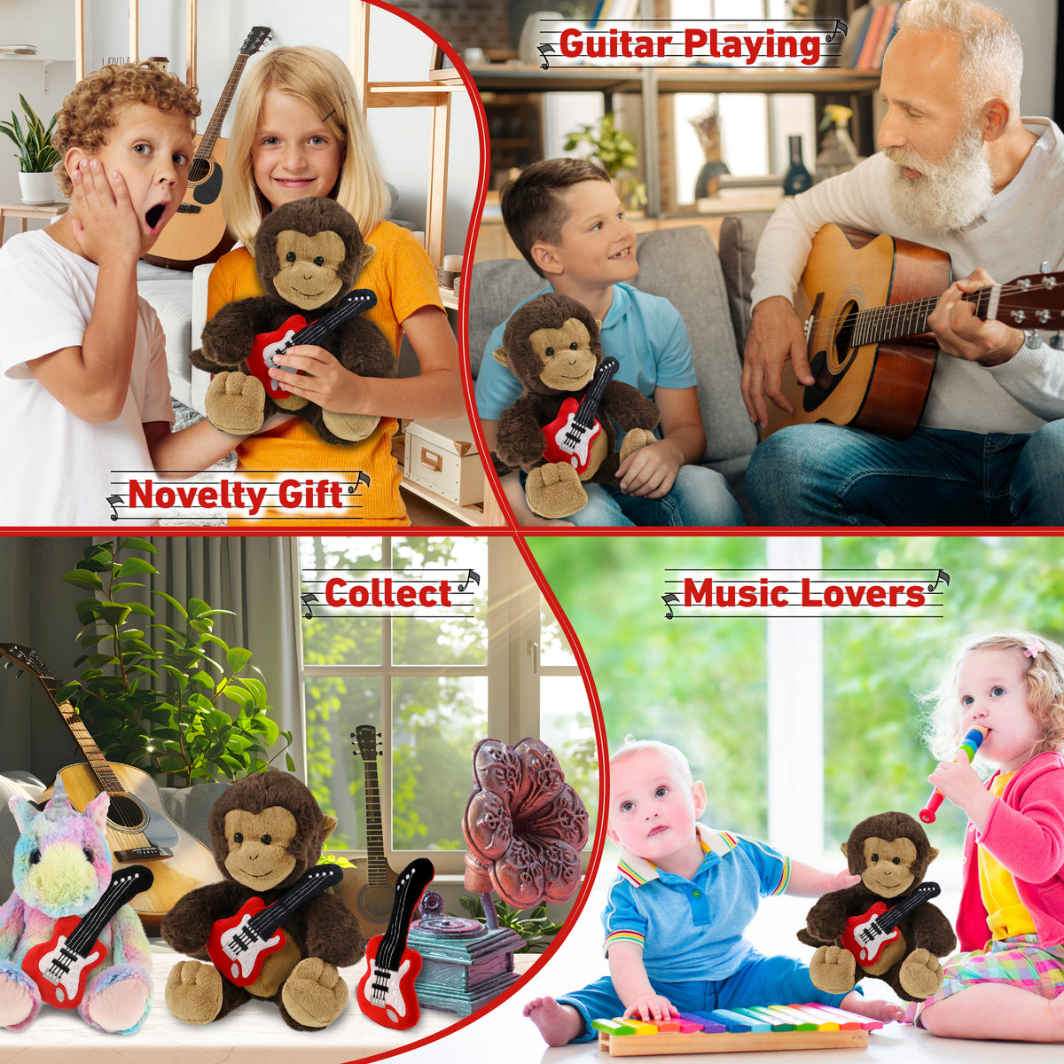 SUPER-SOFT PLUSH - MONKEY 9" WITH GUITAR ADD ON
