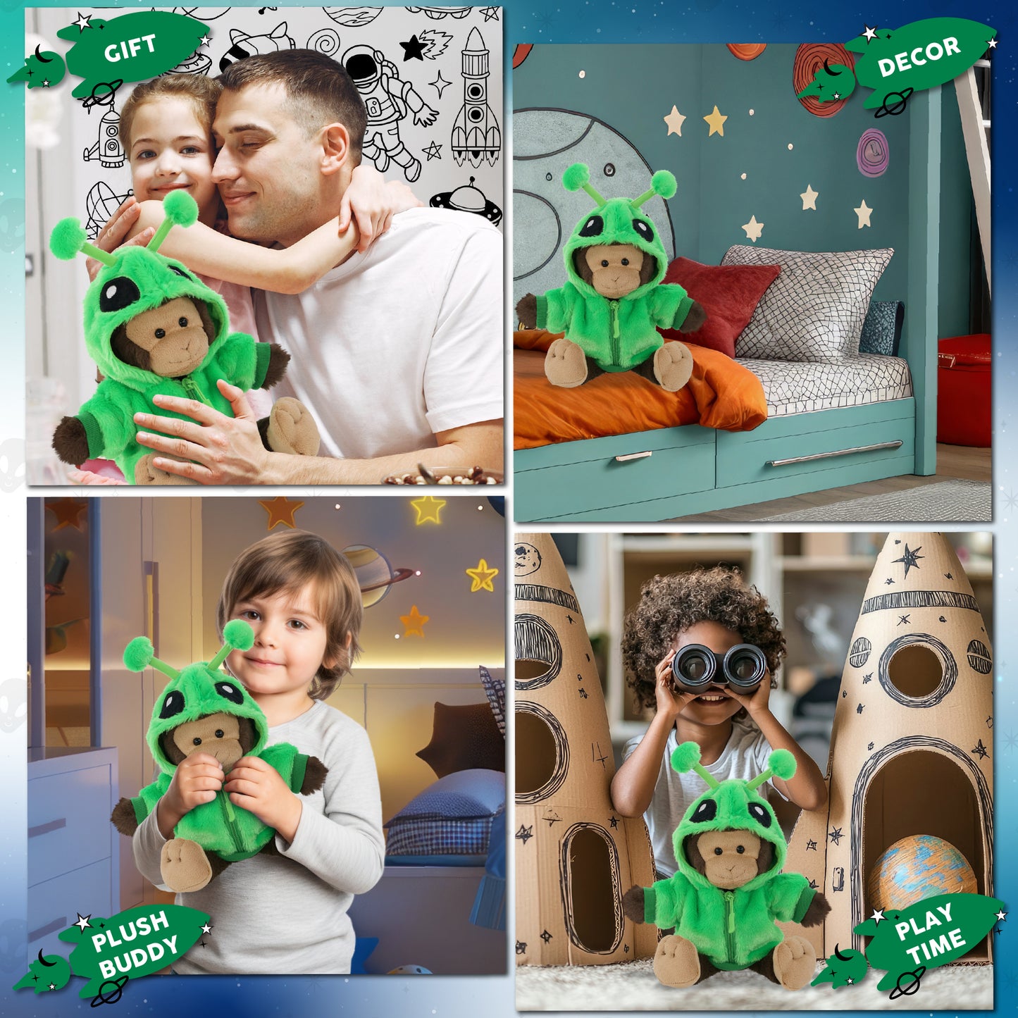 SUPER-SOFT PLUSH - MONKEY 9" WITH ALIEN SWEATER
